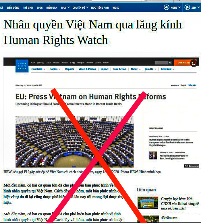 Luận điệu cũ mòn của HRW xuyên tạc tình hình nhân quyền Việt Nam